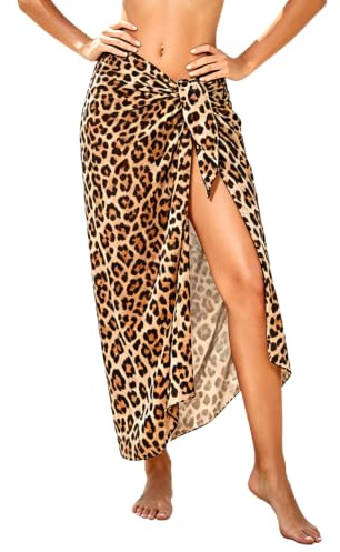 Women Beach Sarong Cover Up, Lightweight Sarong Beachwear Cover Up, Chiffon Beach Swimsuit Wrap Skirt for Summer Sandbeach Holidays Bikini Pools Bathing Suit Beachwear Coverup
