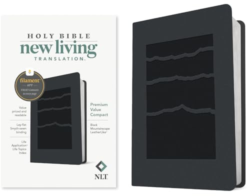 NLT Premium Value Compact Bible, Filament Enabled (Leatherlike, Black Mountainscape)