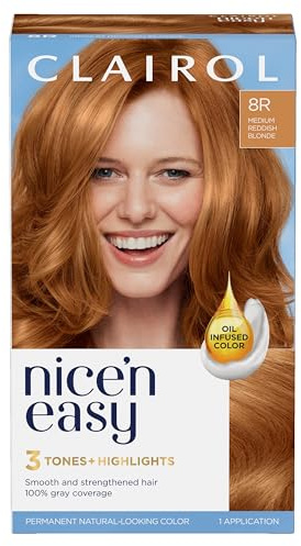 Clairol Nice'n Easy Permanent Hair Dye, 8R Medium Reddish Blonde | 1 Pack