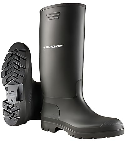 DUNLOP Pricemastor – Stivali da pioggia in PVC unisex – Impermeabili, leggeri, resistenti ai prodotti chimici e certificati CE – Robusti stivali per industria e tempo libero – Nero – Taglia 39