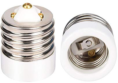 JACKYLED UL-Listed E39 to E26 Adapter Mogul to Medium Light Bulb Lamp Socket Porcelain Converter, 2-Pack (Not for 3-Way Bulbs)