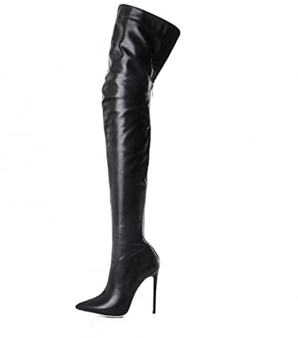 Stivali Alti Donna Stivali da Donna sopra Il Ginocchio Serpent Sexy Fashion Nightclub Scarpe con Tacco Alto (39,Nero)