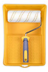 HARDY WORKING TOOLS Set peintre, rouleau de couleurs, récipient et rouleaux de couleurs en polyester, Hauteur des poils 12mm, Longueur 18cm, Diamètre 48mm, blanc-jaune-gris, A0180-590000