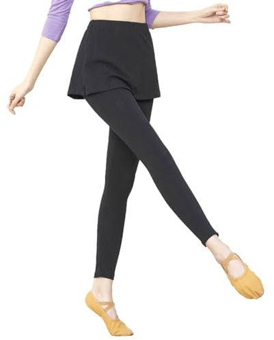 Pantalon de yoga à jupe unie pour danse, ballet 2024, legging moulant sans couture pour femme, pantalon d'entraînement, de tennis, de course à pied, leggings pour femmes, contrôle du ventre, Noir , M