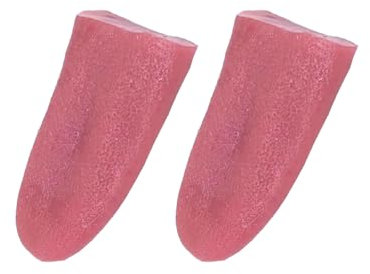 QEDBOJE 2 Stücke Dehnbar Künstliche Zunge Spielzeug für Schreckliche Halloween Grobe Witze Streich Tricks (Realistisch Gefälschte Zunge, Requisiten)