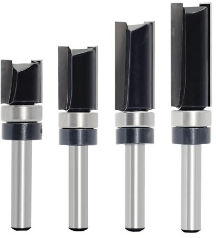 AKYLIN Set di 4 frese da copiare in legno a gambo da 6 mm, con cuscinetti a sfera, strumento da taglio professionale per router per legno