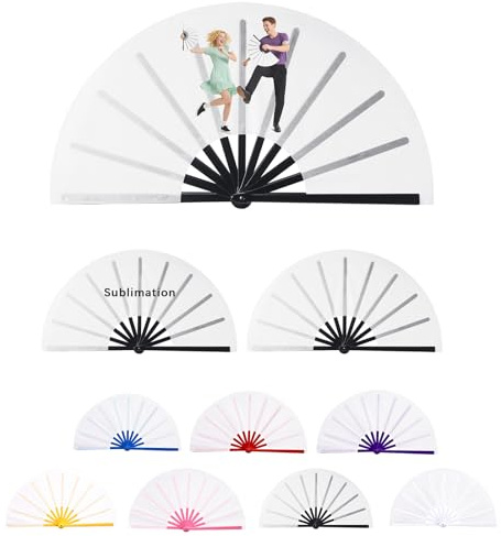 AiDiYGECO 3 PCS Sublimation Fan Blanks White Polyester Hand Fan Heat Transfer Printing for Dancing, Wedding Preference (Black)
