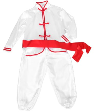 CALLARON Kids Kung Fu Uniform White Polyester Long Sleeve