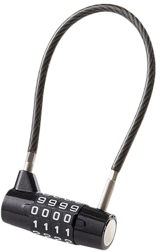 4-Digit Combination Padlock with Steel Cable, Secure Lock with Code, 3/16 Diameter 7 Length, Waterproof Resettable Padlock for Luggage Cabinets Gym Lockers Outdoor Sheds Pet Doors Small Fences