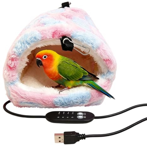 Generisch Mangeoire à oiseaux avec chauffage | Hamac en peluche, hamac suspendu à cage, jouet – pour perruches inséparables, canaris, lapins, cochons d'Inde, chinchilla, perruche ondulée