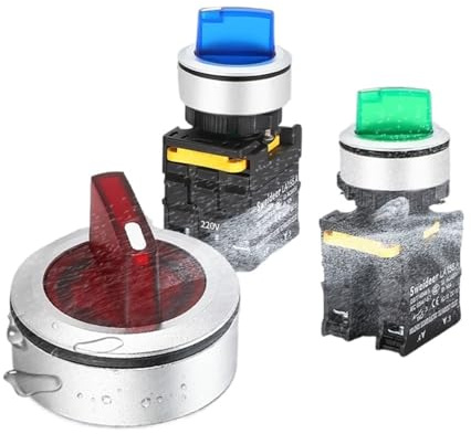 1 PZ 30mm Selettore Manopola Interruttore LED 1NO/2NO/1NO1NC 2/3 Posizione Autobloccante Momentaneo Rotativo on/off Interruttore con Luce 12V 24V 220V10A(Red Light,1NO_2 POSITION SELF-LOCK_220 V)