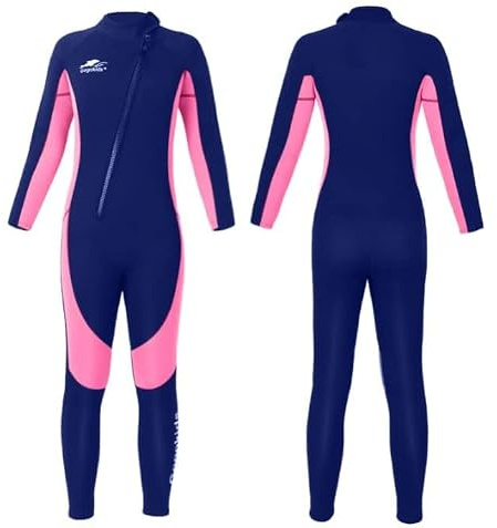 Gogokids Traje de neopreno para niños de 2,5 mm de largo, con protección UV 50+ y cremallera frontal, traje de baño cálido para niños y niñas de 2 a 10 años (84-145 cm)