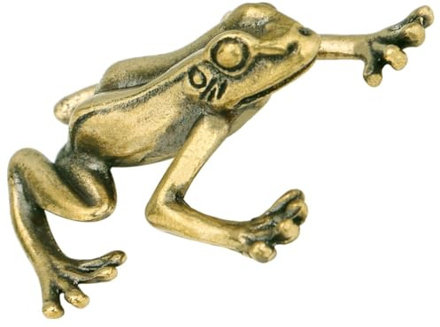 Brass Frog Figurine Small Desktop Decor Vintage Retro Style Frog-shaped Statue with Good Stability for Indoor Desktop Decoration