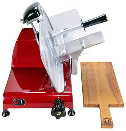 Berkel Red Line 250 - Cortadora profesional con cuchilla de 250 mm de diámetro, color rojo, con lijadora integrada + 34x21Barril tabla de madera