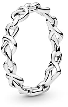 Pandora Anillo con diseño de corazones anudados, talla 52