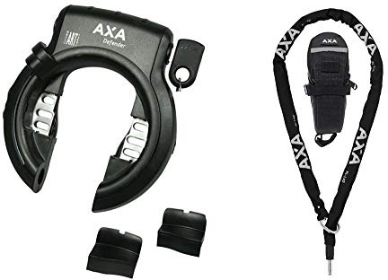 .AXA Rahmenschloss Defender Schwarz + RLC Einsteckkette 140 mit Tasche