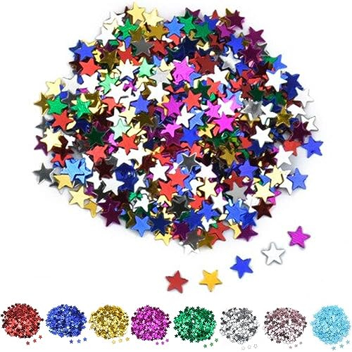 DIWULI Stern-Konfetti Bunt, Edle Tisch-Deko Streudeko