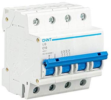 CHINT Interruptor Automatico Magnetotermico Gama UB 1P 3P 4P Domestica Curva C (4 Polo, 10A)