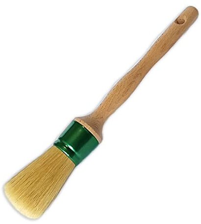 Quercos. Brocha Prensada - Brochón Redondo Virola Verde - Brocha Cerda Natural 33% - Mango de Madera, Pincel de Pintor, Acabado Profesional, Bricolaje, decoración, renovación (Nº 10)