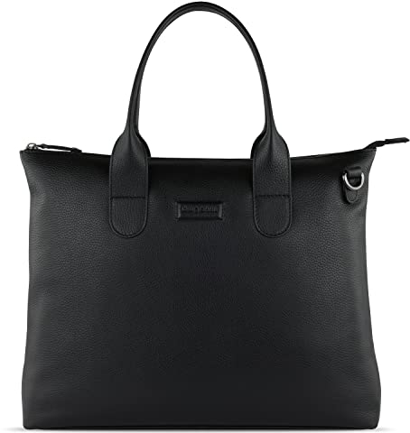 bugatti Elsa Shopper aus Leder, Damenhandtasche für Business, Arbeit oder Einkauf, schwarz