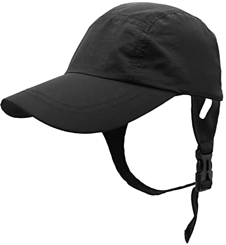 Huakunda Herren Surfmütze mit Kinnriemen Sonnenschutz Hut Outdoor UPF 50+ Trucker Hat Baseball Cap für Safari Garten Radfahren Kanufahren