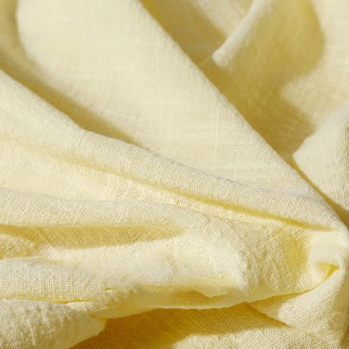 Wambere Tela de algodón y lino, 100 cm x 130 cm, tela de lino fina, se vende por metros, tela para coser, tela decorativa para manualidades, decoración de ropa, decoración de mesa, color amarillo