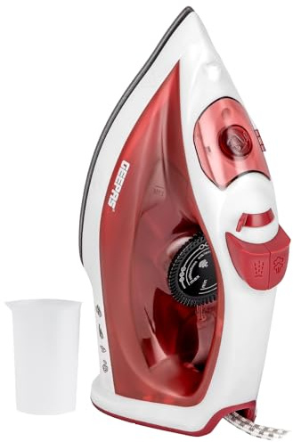 GEEPAS Dry & Wet Steam Iron, Non-Stick Soleplate, 120ML Tank 1800W Red