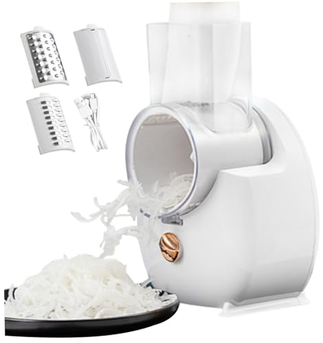 Wedhapy Rallador de Queso eléctrico Rallador de Queso eléctrico Trituradora de Queso automática con 3 Accesorios Picadora de Verduras USB Cortadora de ensaladas para Carne Frutas y Verduras