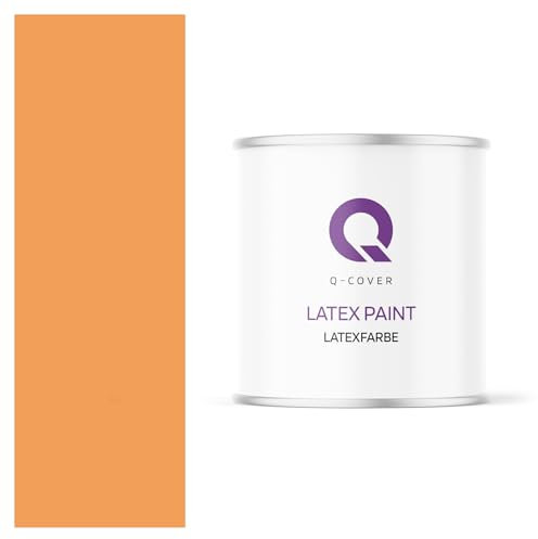 Q-COVER Latexfarbe 2L Orange – Matte Innenfarbe für Wand & Decke, Klasse 3, Hohe Deckkraft, Scheuerfest