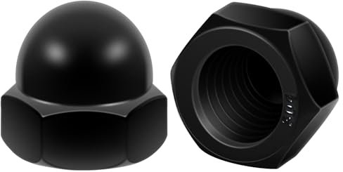Mellewell 1/4-20 Hex Head Acorn Cap Nuts, 304 Stainless Steel 18-8 Black Coating Acorn Nuts, Hex Drive, Black Finish, 50 PCS