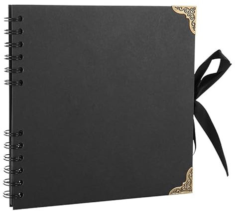 SHUBEIEUMI Fotoalbum zum Selbstgestalten, 60 Seiten Fotoalbum zum Einkleben, Fotobuch Personalisierbar (21x21 cm), DIY Scrapbook für Familie, Jahrestag, Valentinstag und Hochzeit (Schwarz)