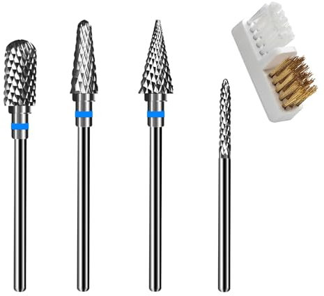 BOBOPACK 5PCS Punte Fresa Unghie,3/32 Pollici Punta Fresa Unghie Carburo di Carburo,Punta da Trapano per Unghie Carburo di Tungsteno Professionale Grana Media, per Manicure e Pulizia