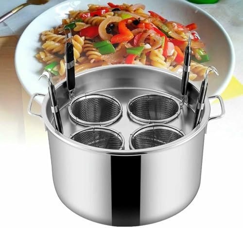 LYJYUJIE Juego de ollas para Pasta, Olla para Pasta Multifuncional de Acero Inoxidable con Cesta coladora, ollas para Espaguetis para Cocina casera, Herramienta de Cocina Comercial, restaur~/