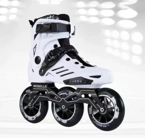 Pattini A Rotelle A 3 Ruote, Pattini In Linea Professionali Per Uomo E Donna Con Scarpetta Interna Divisa Rimovibile E Lavabile, Pattini Da Velocità Ad Alte Prestazioni Per Adulti(41,White+Black)