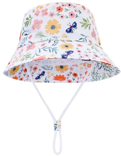 FenFang Chapeau de Soleil Enfant, Casquette de Plage Bebe Chapeau de Pêcheur Garçon Fille, Coton Chapeau Bob Bord Large, Chapeaux de Seau Été 1 2 3 4-8 Ans