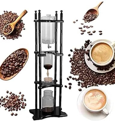 Cafetera fría con tecnología de goteo lento, diseño retro de vidrio y madera para el hogar, oficina o uso comercial