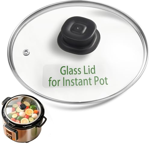 Glass Lid for Instant Pot 6 Quart, 9.1-In Glass Cover for Instantpot, Lid Replacement for Instant Pot 6 QT, Accessories 6 QT for Insta pot, Heat Resistant Handle & Stainless Steel Rim