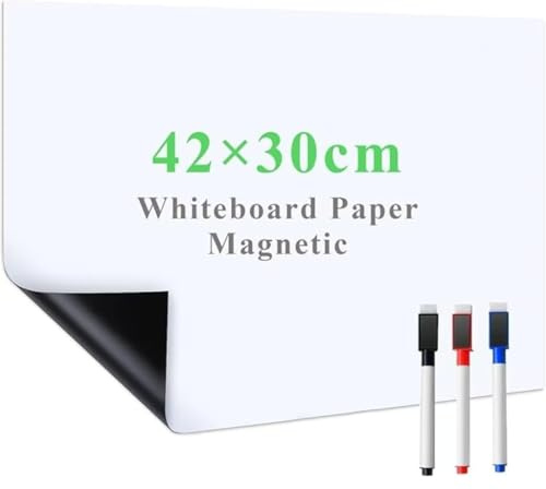 Lyzzxi Pizarra blanca magnética de papel de 30 x 42 cm, pequeñas hojas autoadhesivas de borrado en seco, pizarra blanca adhesiva en la pared para nevera, oficina, hogar, escuela
