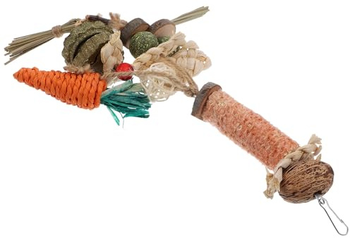 Outanaya Kausnack für Kaninchen und Hamster aus Maiskolben mit Natürlichem Geschmack Hängendes Kauspielzeug zur Zahnpflege und Beschäftigung