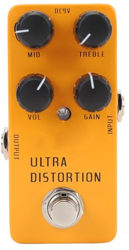 Dpofirs Pedal de Efecto de Distorsión de Alta Ganancia de Aleación de Aluminio con Tonos Abrasadores, Indicador LED, Circuito True Bypass, Almohadilla de Goma, para Músicos de Heavy Metal