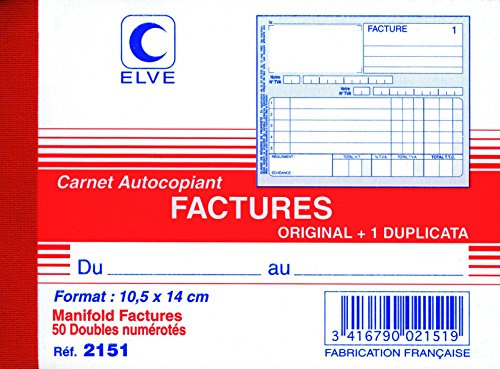 Lebon Et Vernay 2151 Manifold autocopiant facture Format 140 x 105 mm 50 feuillets