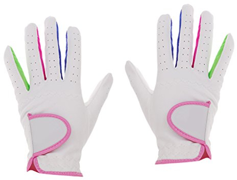 SM SunniMix 2 Stü Kinder Kinder Junior Griff Elastische Atmungsaktive Golfhandschuhe, 17