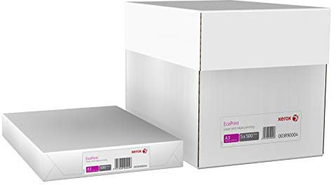 Xerox, EcoPrint, White, uncoated Copier Paper, woodfree ECF, 75g/m2 420mm x 297mm, A3, Short Grain Box 2500 Sheets (5x500sheets)