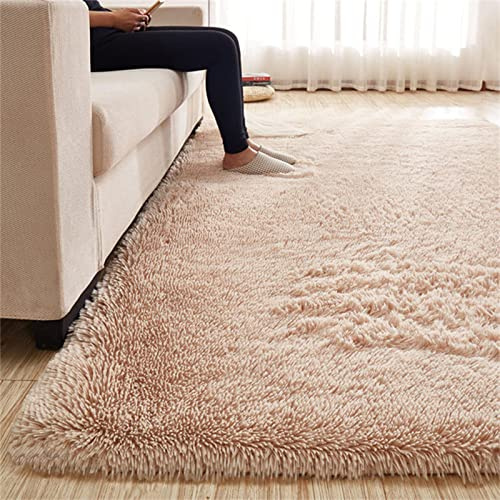 ZOYIEP Tapis en peluche imitation fourrure de mouton Tapis antidérapant à poils longs pour canapé, salon, chambre à coucher, chambre d'enfant (chameau, 160 x 200 cm)