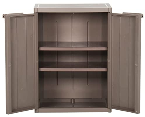 Gecheer Gartenschrank Kunststoffschrank Haushaltsschrank Spindschrank Terrassenschrank Balkonschrank Putzschrank Braun 65x45x88 cm