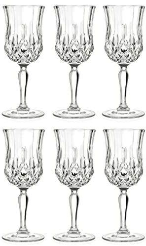 Barski Wine Glass - Goblet - Red Wine - White Wine - Water Glass - Stemmed Glasses - Set of 6 Goblets - Crystal like Glass - 5.4 oz. Beautifully Cut Designed Made in Europe