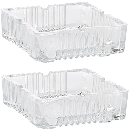 2x Glas Aschenbecher eckig 10 x 10 cm Tisch Ascher Glasaschenbecher Tischaschenbecher