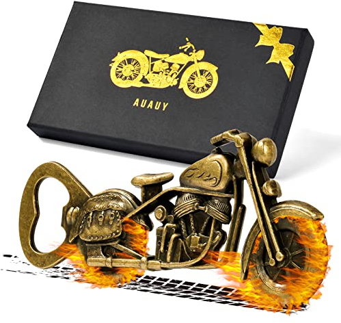 AUAUY Motorrad Flaschenöffner, Vintage Motorrad Bier Flaschenöffner, Coole Lustig Bier Flaschenöffner Motorrad Vatertag Geschenke Einzigartiges mit Geschenkbox für Männer Ehemann Onkel Bruder