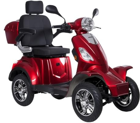 Veicolo Elettrico 4 Ruote Disabili Anziani Z-Tech ZT-19-M Trilux 4.0 Faster 25 km/h con Differenziale 60v 20ah Quadro Strumenti Digitale (Rosso)