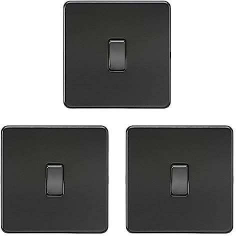 Knightsbridge SF2000MBB Screwless 1G 2-Way Switch, 230 V, Matt Black (Pack of 3)